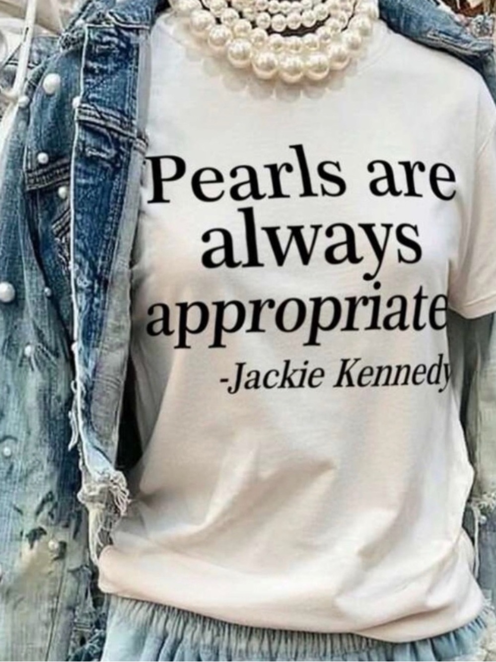 NWOT….Women’s White Tee with Jackie Kennedy Quote